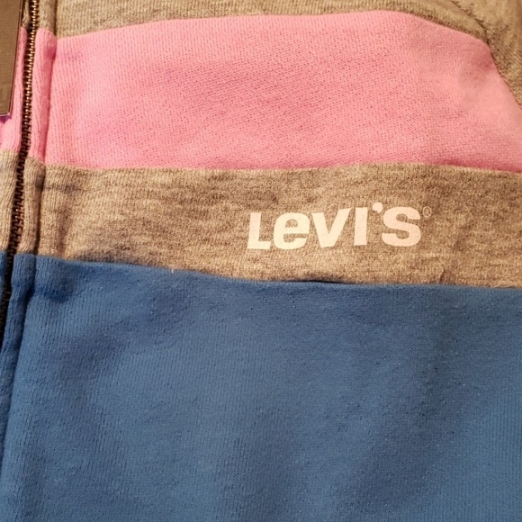 NWT Levi's gray striped hoodie with pink and blue stripes size M. - Picture 8 of 8